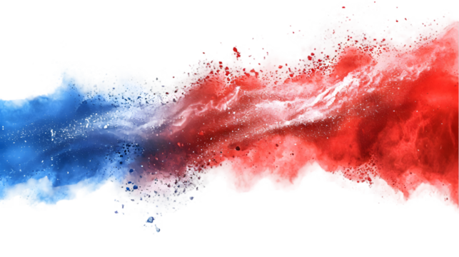 Croatia flag colours powder exploding on isolated background