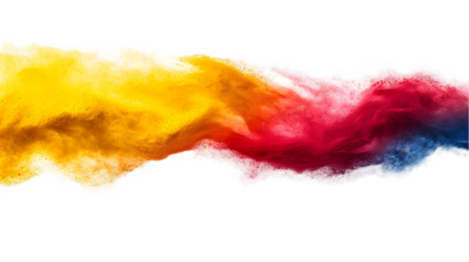Ecuador flag colours powder exploding on isolated background