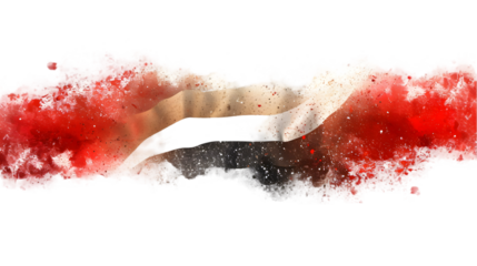 Egypt flag colours powder exploding on isolated background