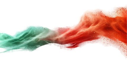 Equatorial Guinea flag colours powder exploding on isolated background