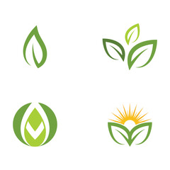 Logos of green Tree leaf ecology - obrazy, fototapety, plakaty