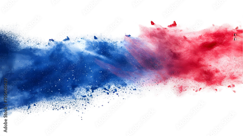 Poster iceland flag colours powder exploding on isolated background