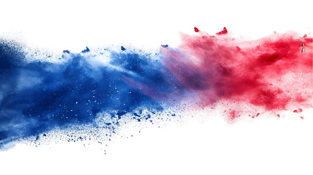 Iceland flag colours powder exploding on isolated background