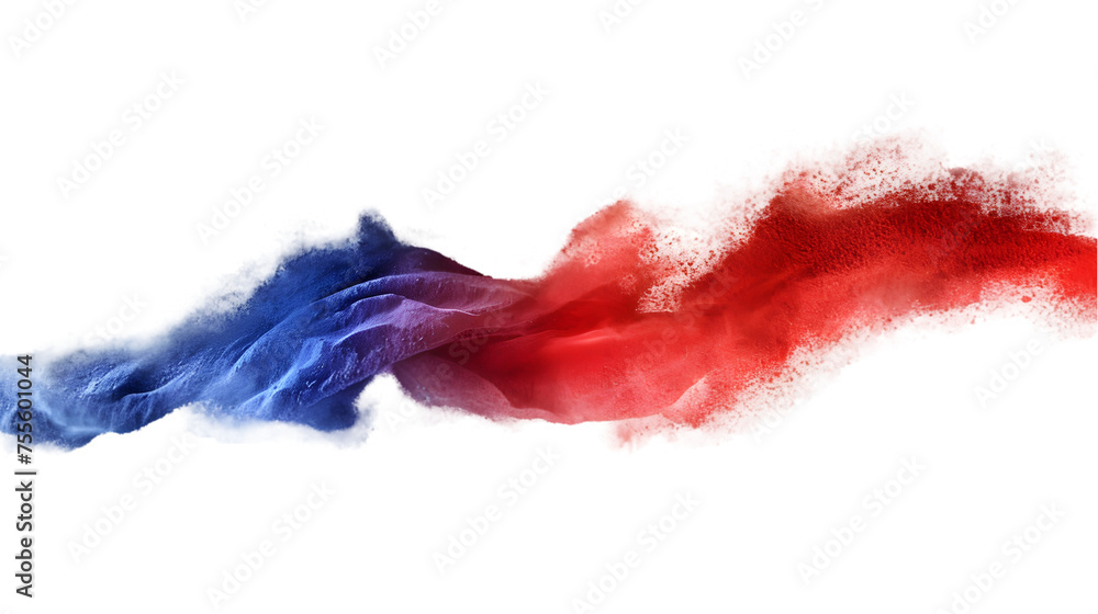 Poster liechtenstein flag colours powder exploding on isolated background