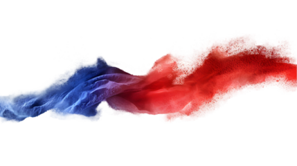 Liechtenstein flag colours powder exploding on isolated background