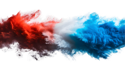 Luxembourg flag colours powder exploding on isolated background
