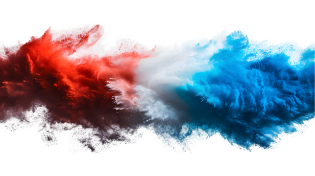Luxembourg flag colours powder exploding on isolated background