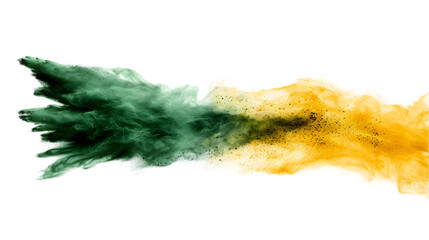 Mauritania flag colours powder exploding on isolated background