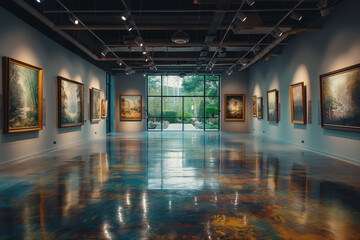 Kunst Gallerie mit Gemälden an der Wand