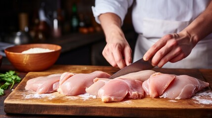 Obraz na płótnie Canvas chef preparing chicken