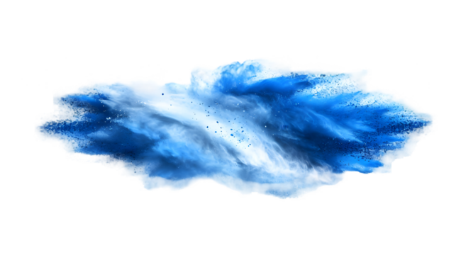 Nicaragua flag colours powder exploding on isolated background