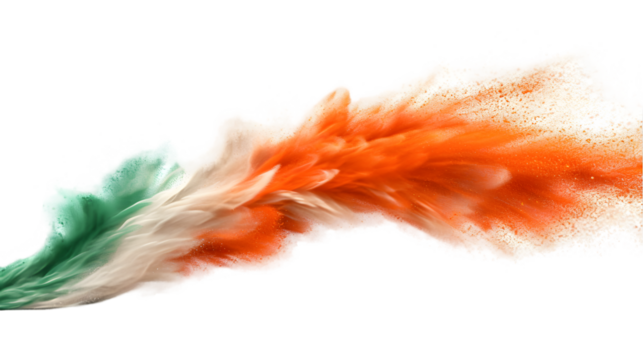 Niger flag colours powder exploding on isolated background