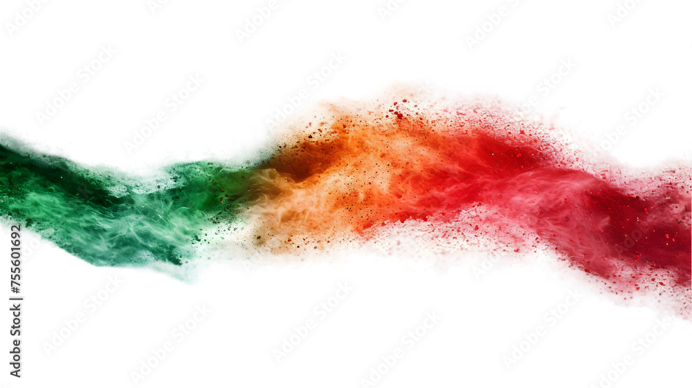 Poster portugal flag colours powder exploding on isolated background