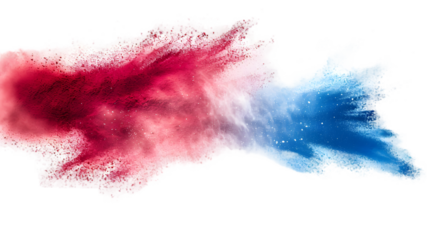 Panama flag colours powder exploding on isolated background