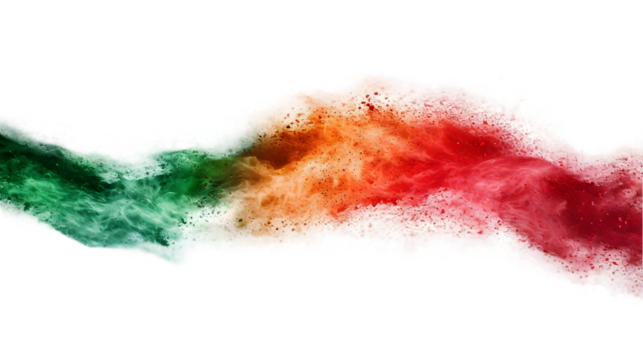 Portugal flag colours powder exploding on isolated background