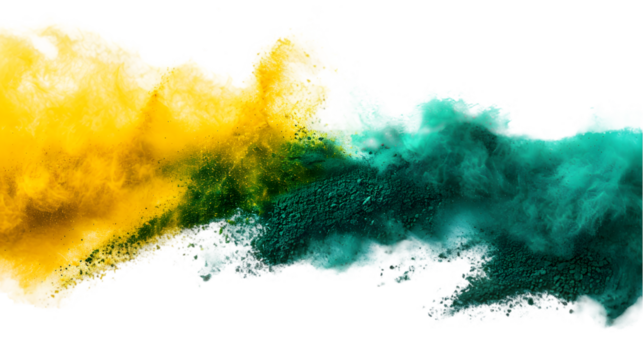 Saint Vincent and the Grenadines flag colours powder exploding on isolated background