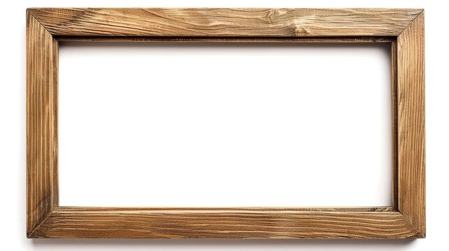 Modern solid oak picture frame isolated on white