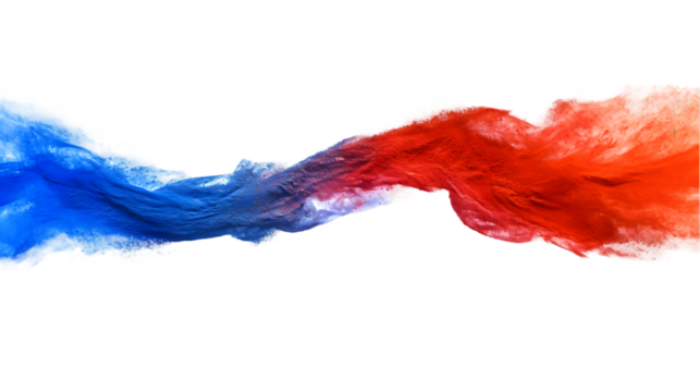 Slovenia flag colours powder exploding on isolated background