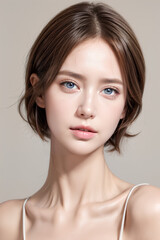Fototapeta premium Gorgeous Young Female Model - Fashion or Cosmetics Model - Beauty with Perfect Fine Features - Beautiful Smooth Hair