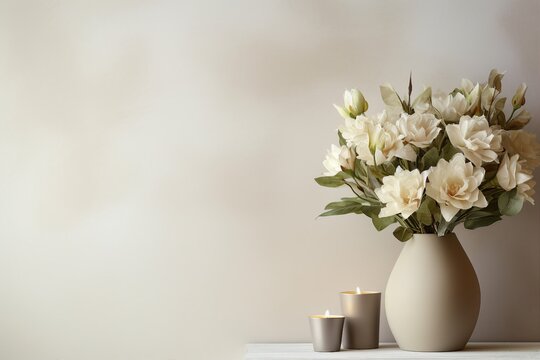 Wedding Floral Arrangement and Vase on Table.