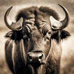 Buffalo Bull in Sepia