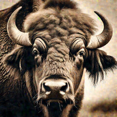 Buffalo Bull in Sepia