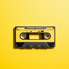 Obraz premium Cassette on yellow background. Music concept for websites, blog, social media.