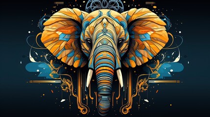 A vibrant and dynamic vector illustration of a majestic elephant for a t-shirt design, Generative ai. - obrazy, fototapety, plakaty