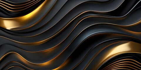 Black luxury background with golden lines and sparkles - Ai Generated