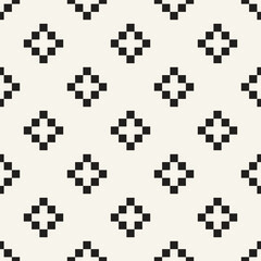 Vector seamless pattern. Repeating geometric elements. Stylish monochrome background design. - 755603689