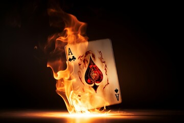 Burning Ace of spades. Poker and gambling concept.