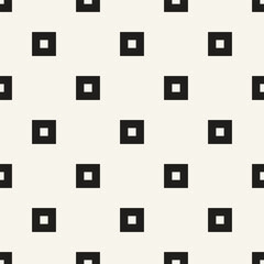 Vector seamless pattern. Repeating geometric elements. Stylish monochrome background design. - 755603862