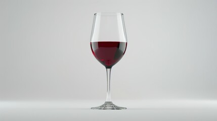 A striking visual of a single glass filled with robust red wine, impeccably showcased against a pure white background, emphasizing its depth and intensity.