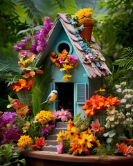 Fototapeta na wymiar bird house in the garden