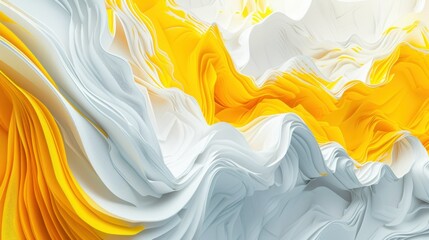 Wave of yellow and white oil brush hand drawn stroke. Abstract varnish splash trace shape. Glossy oil paint smear long line