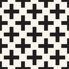 Vector seamless pattern. Repeating geometric elements. Stylish monochrome background design. - 755604432