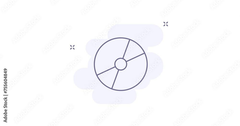 Poster cd disc 2d animated outline icon. cd disc line icon 4k video motion design graphics for web, mobile 