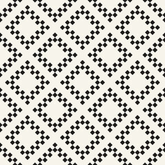 Vector seamless pattern. Repeating geometric elements. Stylish monochrome background design. - 755604825