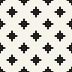 Vector seamless pattern. Repeating geometric elements. Stylish monochrome background design. - 755605026