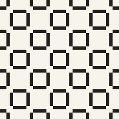 Vector seamless pattern. Repeating geometric elements. Stylish monochrome background design. - 755605473