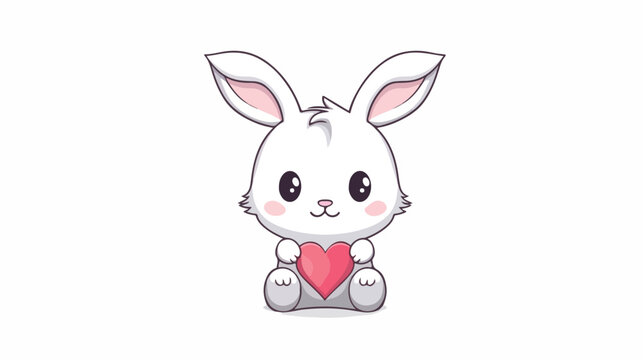 Hand drawn bunny and heart. Illustration of a bunny