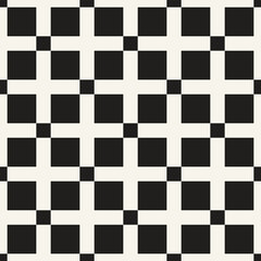 Vector seamless pattern. Repeating geometric elements. Stylish monochrome background design. - 755605837