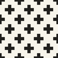 Vector seamless pattern. Repeating geometric elements. Stylish monochrome background design. - 755606017