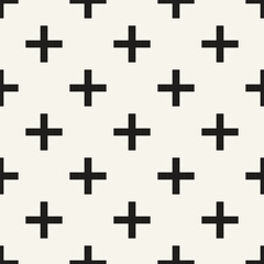 Vector seamless pattern. Repeating geometric elements. Stylish monochrome background design. - 755606218