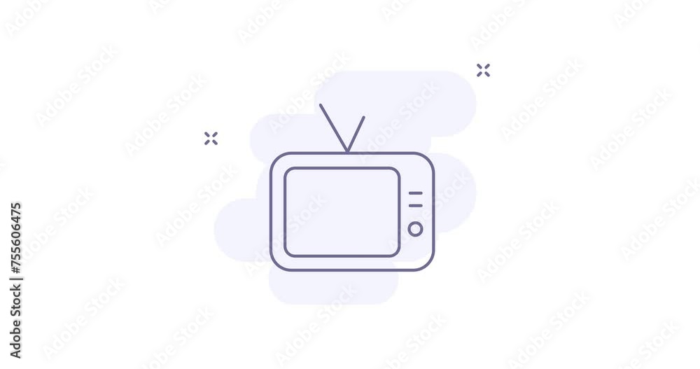 Poster tv set 2d animated outline icon. tv set line icon 4k video motion design graphics for web, mobile an