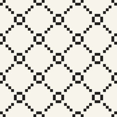 Vector seamless pattern. Repeating geometric elements. Stylish monochrome background design. - 755606434