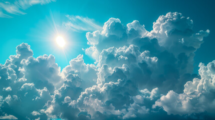 Fototapeta na wymiar Fluffy clouds on blue sky