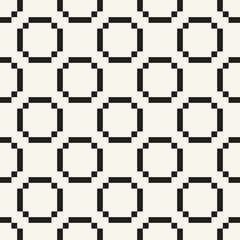 Vector seamless pattern. Repeating geometric elements. Stylish monochrome background design. - 755606685