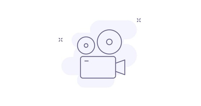 video camera 2d animated outline icon. video camera line icon 4k video motion design graphics for web, mobile and ui design.