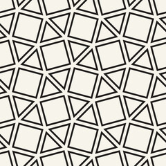Vector seamless pattern. Repeating geometric elements. Stylish monochrome background design. - 755607017